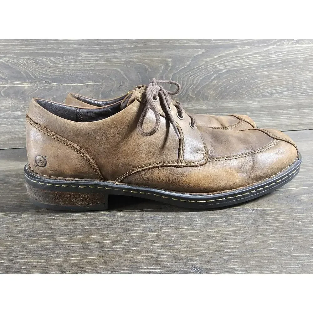 Born Oxford Shoes Mens 9.5 Linden Brown Distressed Leather Casual Shoes M9355